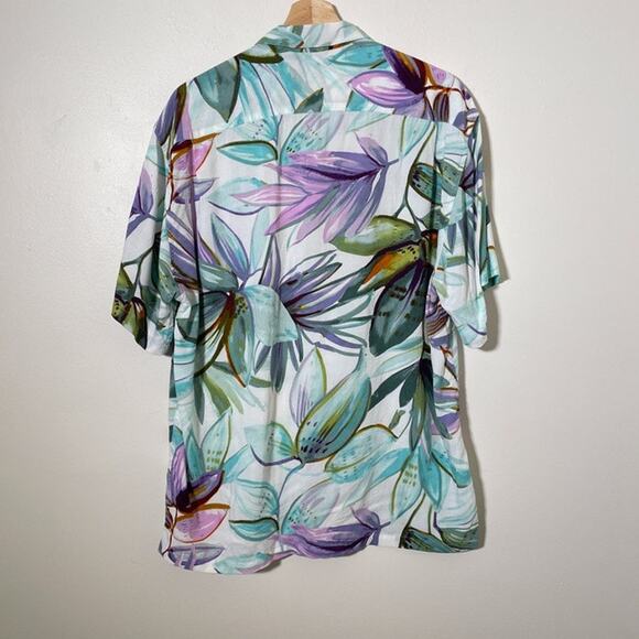 JAMS WORLD Watercolor Floral Button Up Shirt / Sz S / Short Sleeve Hawaiian - Picture 2 of 10